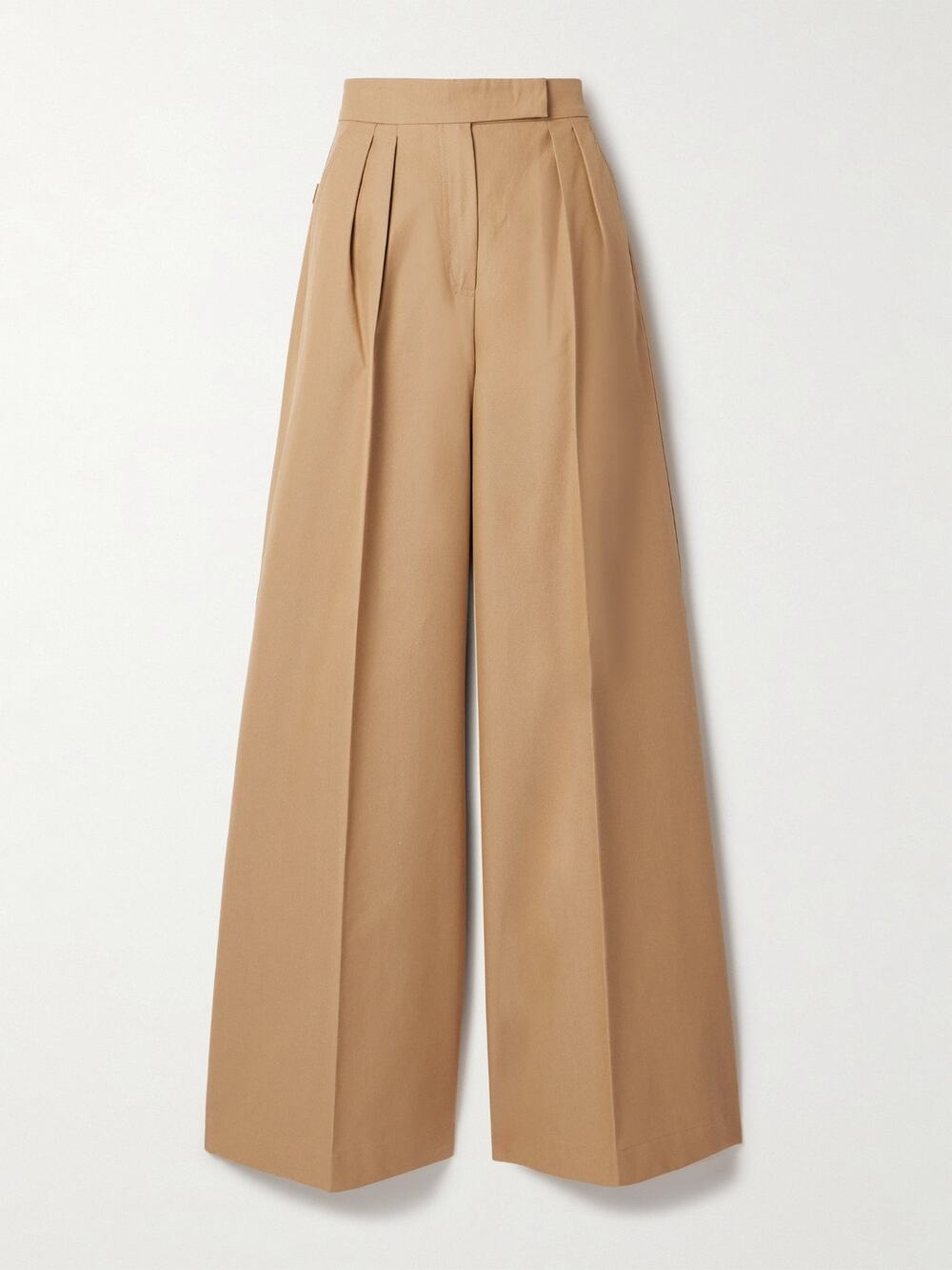 MAX MARA Corte Pleated Cotton-Canvas Wide-Leg Pants - 2 - Bronze